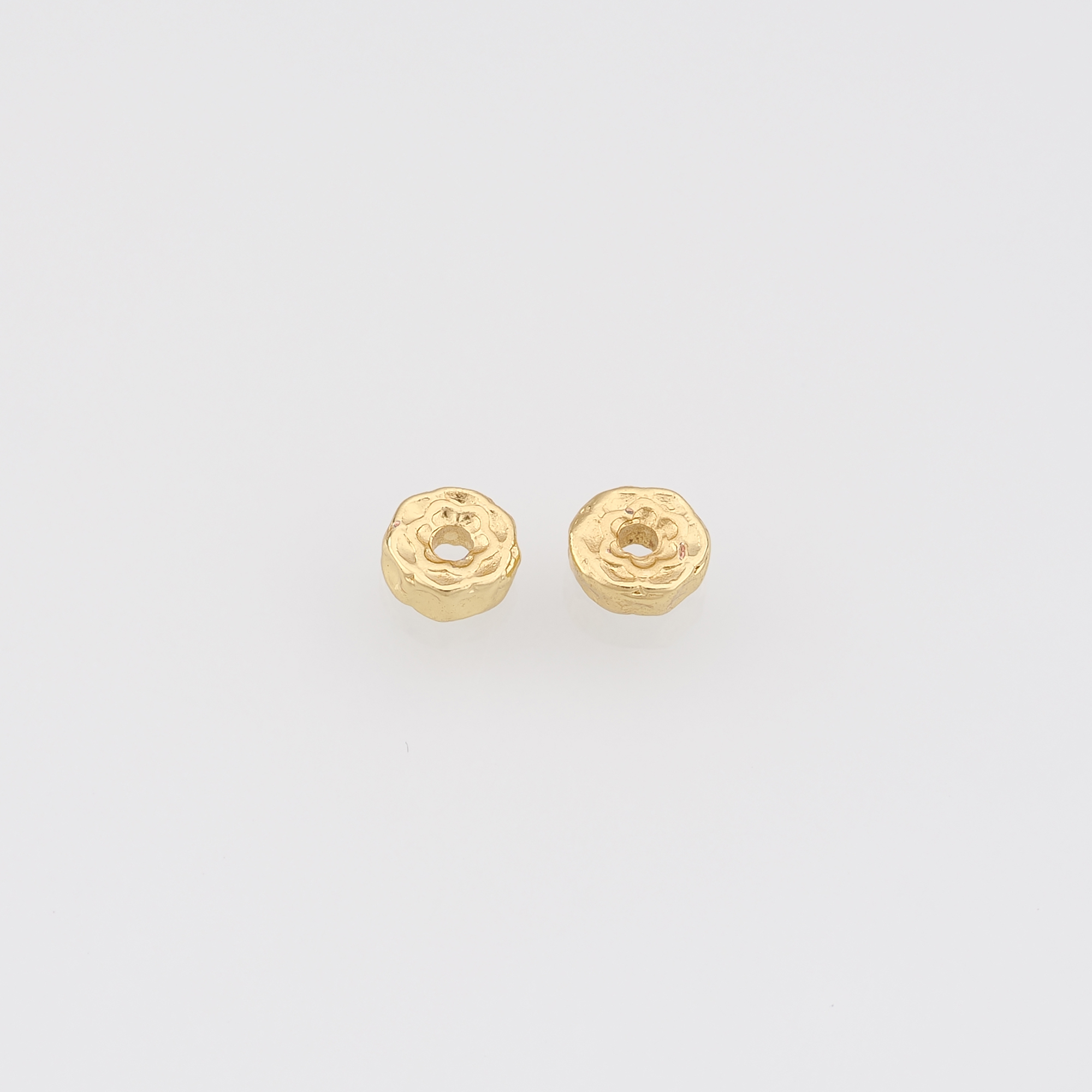 20Pcs 18K Gold Filled Flat Beads,Flower Flat Spacer Beads,DIY Jewelry Making Supply