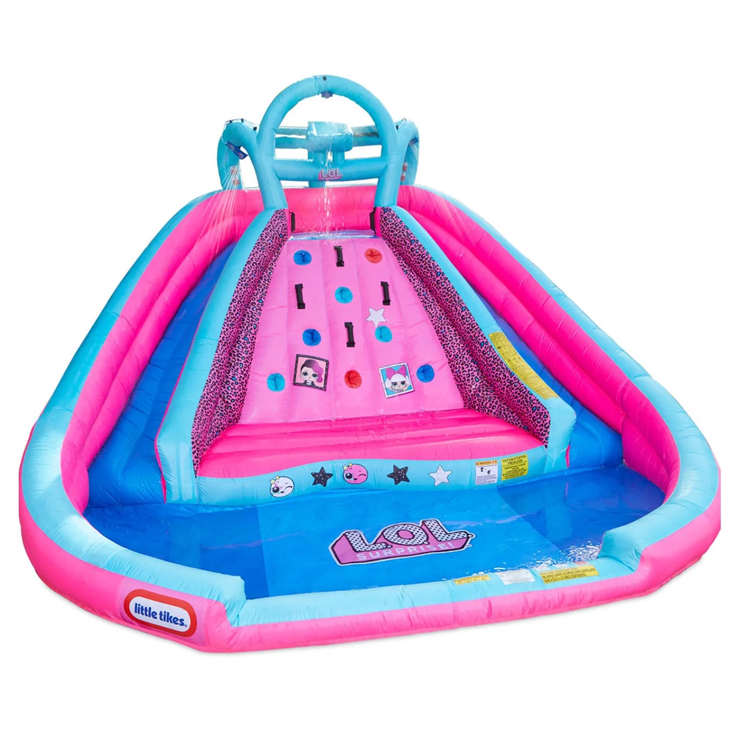 LOL Surprise Pink River Race Inflatable Water Park, 2 Slides, Climbing Wall & Blower, Outdoor Summer Backyard Playground Toy, Up to 4 Kids, Families Boys Girls Ages 4 5 6+