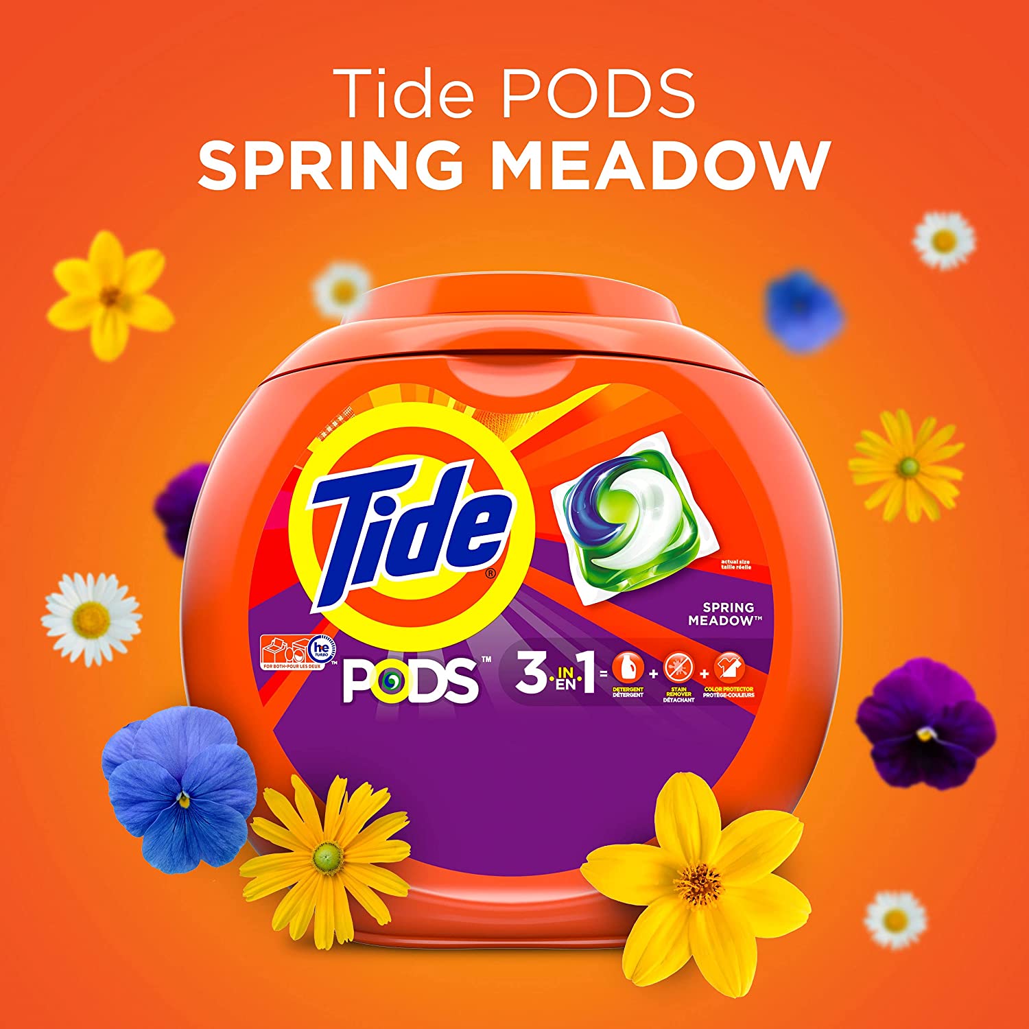 Tide PODS Liquid Laundry Detergent Pacs, Spring Meadow