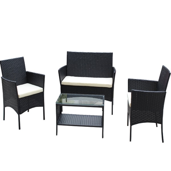 Patio Furniture Set,4 Pieces Outdoor Furniture Set With Loveseat