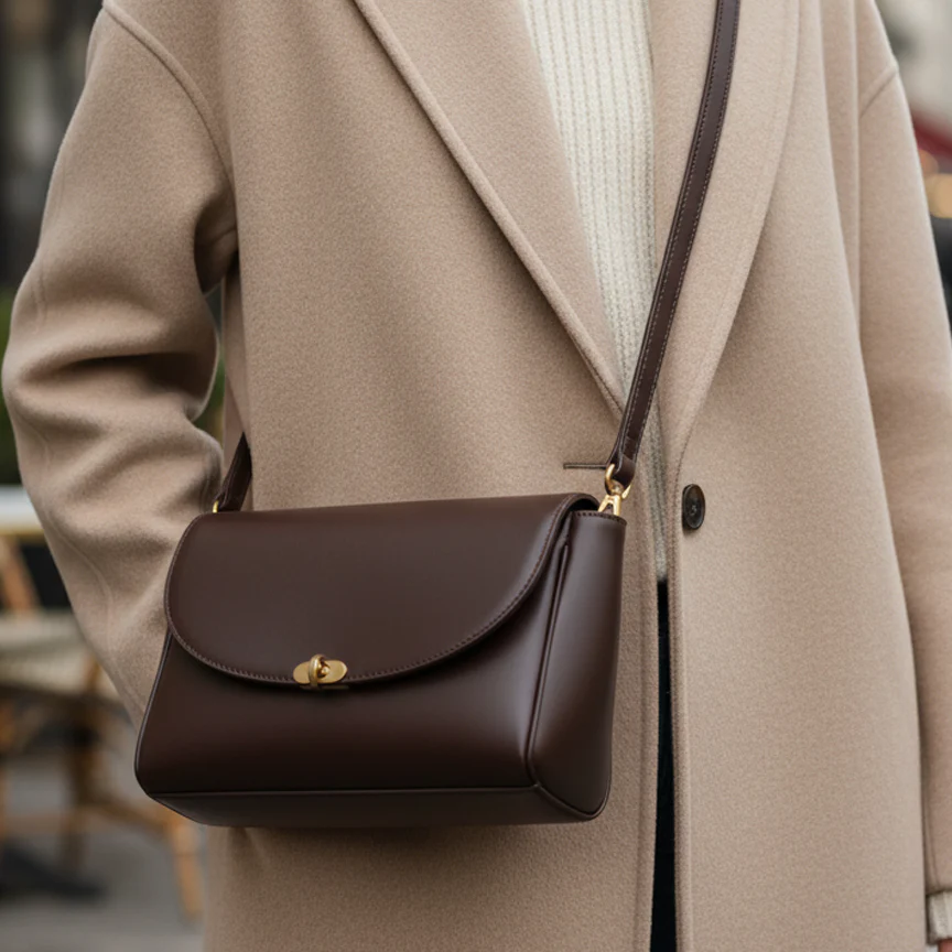 Dark Brown Curved Bag