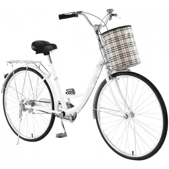 26 inch Classic Retro Bicycles for Women Comfortable Commuter Bike for Leisure Picnics&Shopping,Road Bike,Women’s Seaside Travel Bicycle with Baskets&Rear Racks