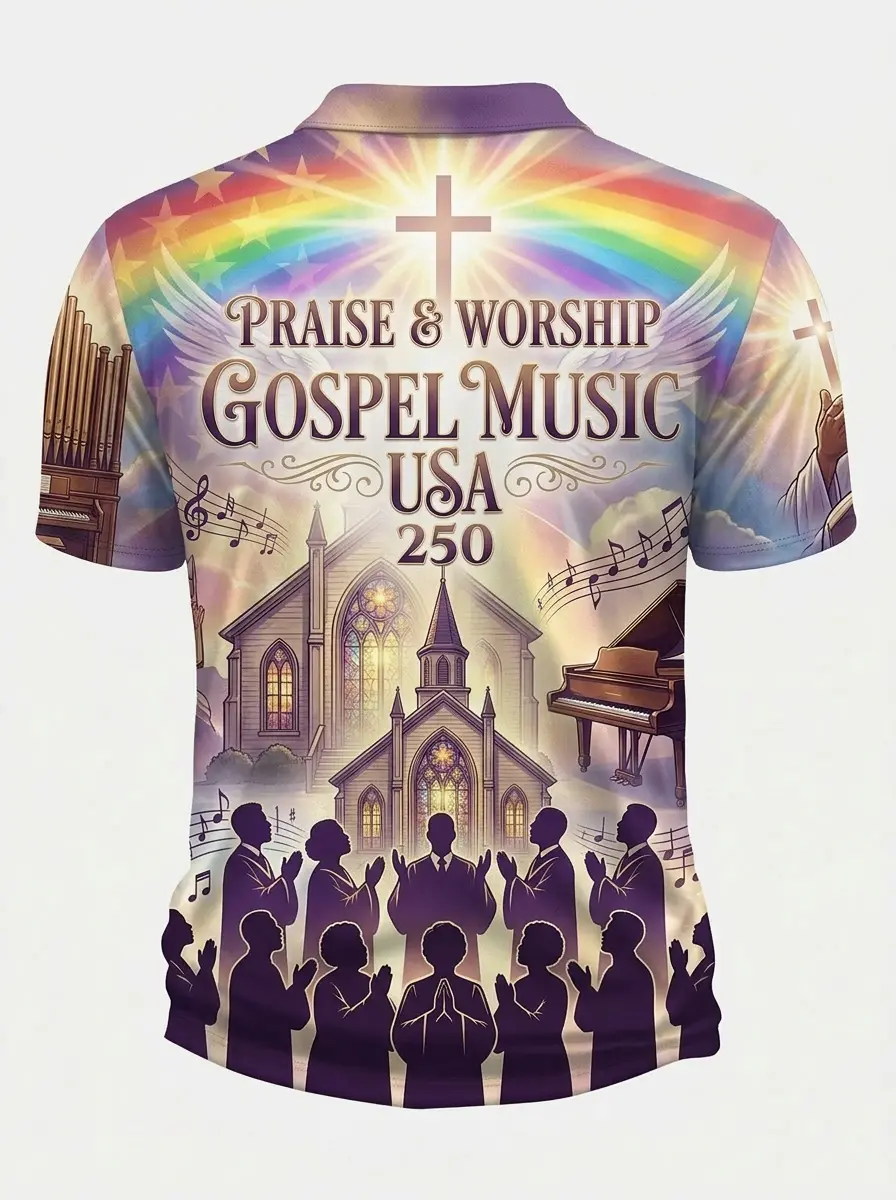 Moisture Wicking Golf Polo 3D Gospel Music 250 Church Choir Button Short Sleeve Golf Polo Shirt