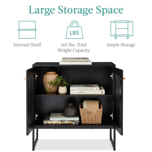 Best Choice Products 2 door Rattan Storage Cabinet Accent Furniture Cupboard W Non scratch Foot Pads