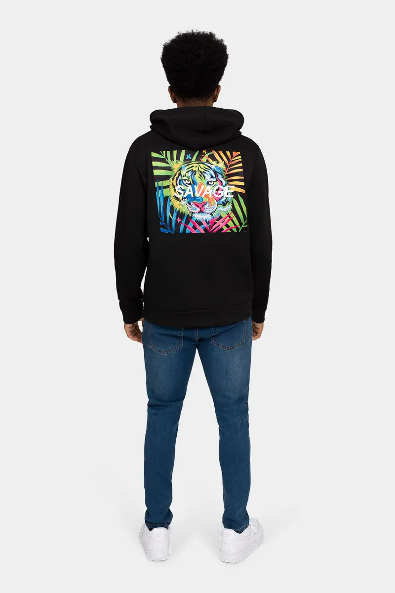 Watch Your Back Savage Tiger Graphic Hoodie – Bold Wildlife-Themed Streetwear Sweatshirt
