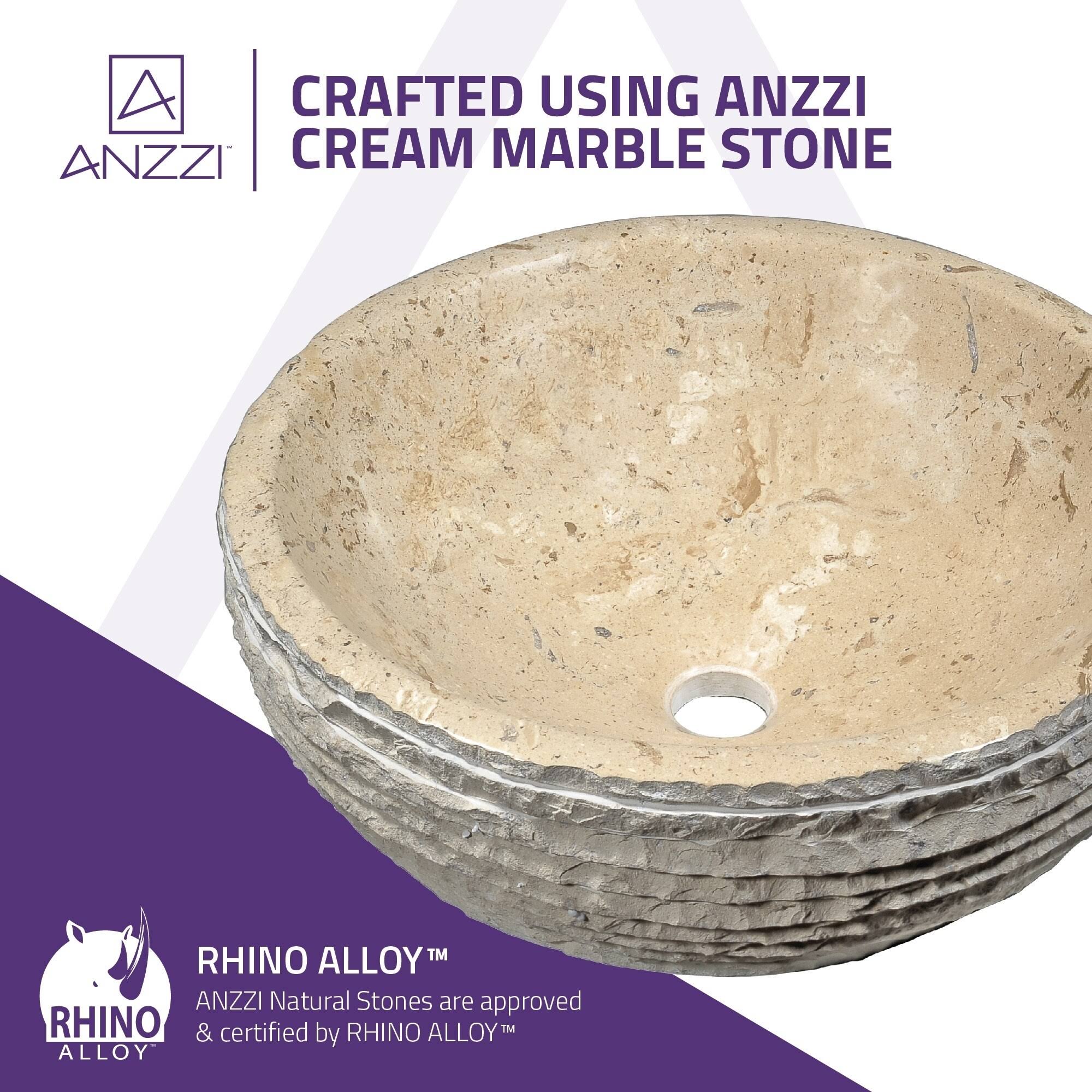 Anzzi LS-AZ147 Desert Basin Vessel Sink in Classic Cream Marble