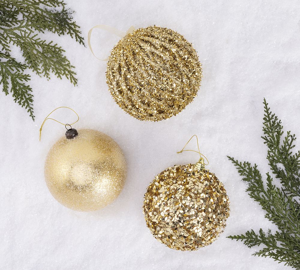 Shatterproof Gilded Gold Star Ornament Sets