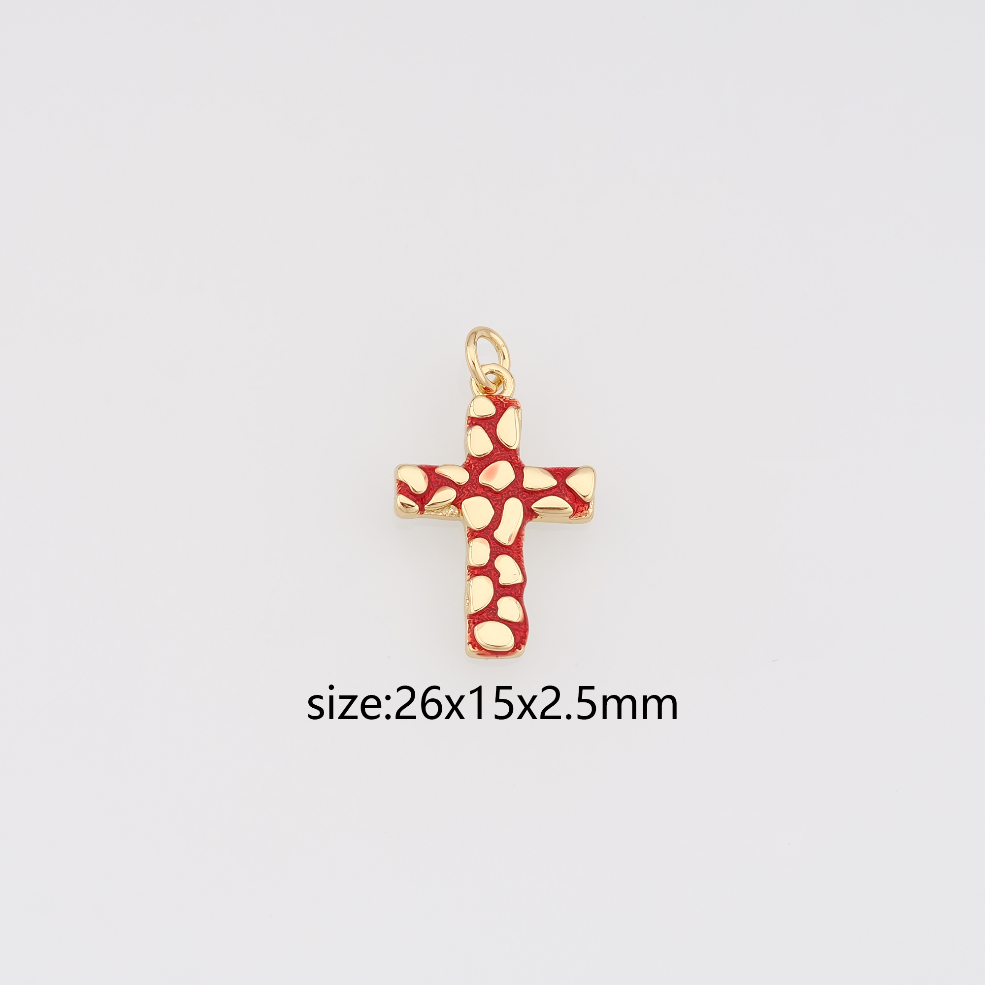 18K Gold Filled Cross Pendant,Enamel Religious Charm Earrings Necklace for DIY Jewelry Making Supply