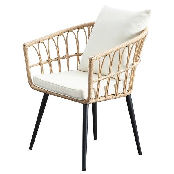 Beige 3 Pieces Rattan Wicker Patio Conversation SetClearance