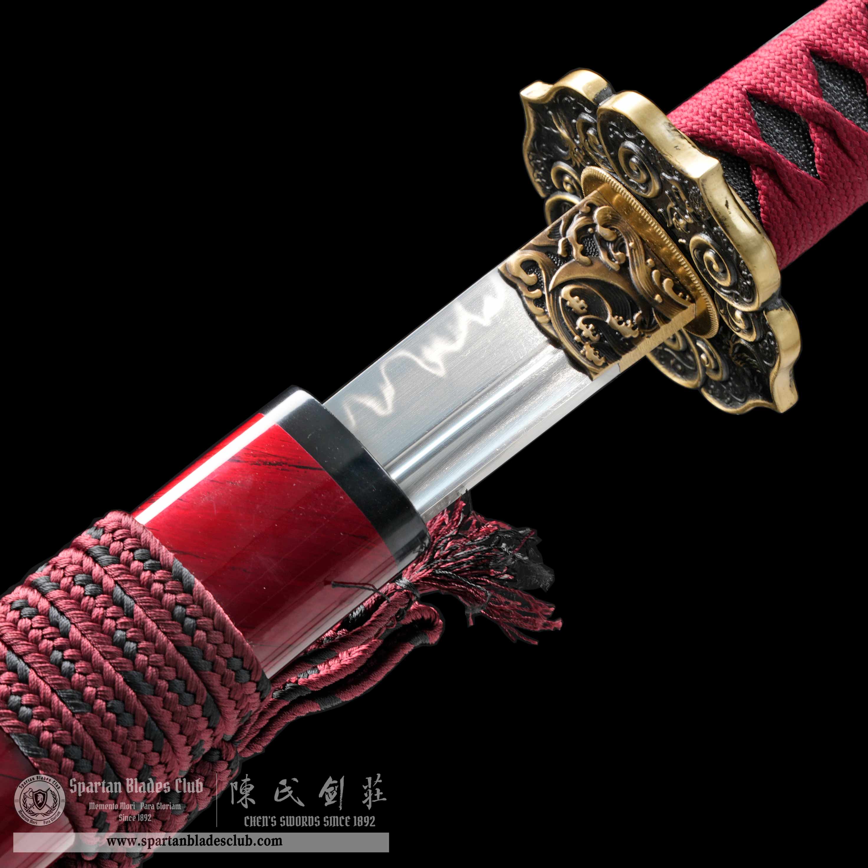 HY145｜Hikane Odori｜Katana｜T10 Steel｜Clay-tempered｜Real Hamon｜Red｜Battle-Ready｜Full-tang｜Spartan Blades Club｜CHEN'S SWORDS 1892 - Spartan Blades Club - 陳氏劍莊1892