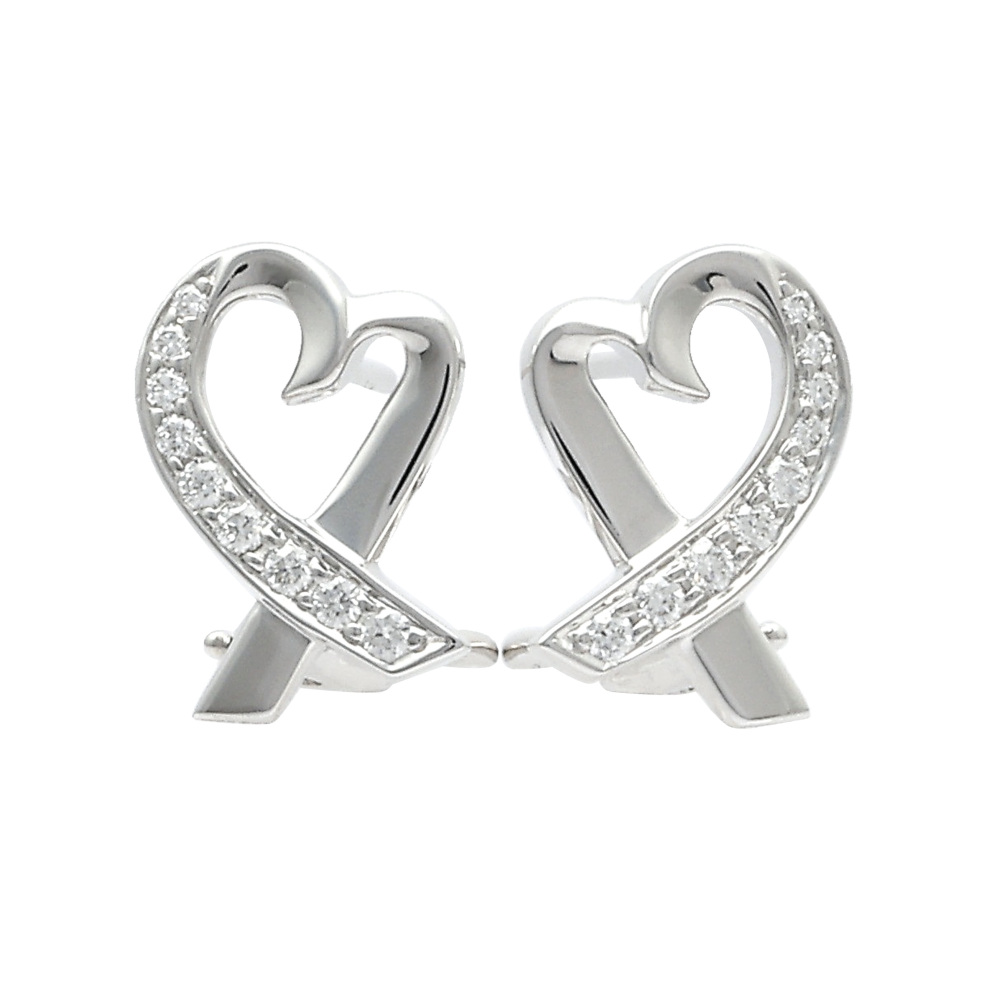 Tiffany & Co. Tiffany Loving Heart Paloma Picasso K18WG White Gold Earrings Diamond