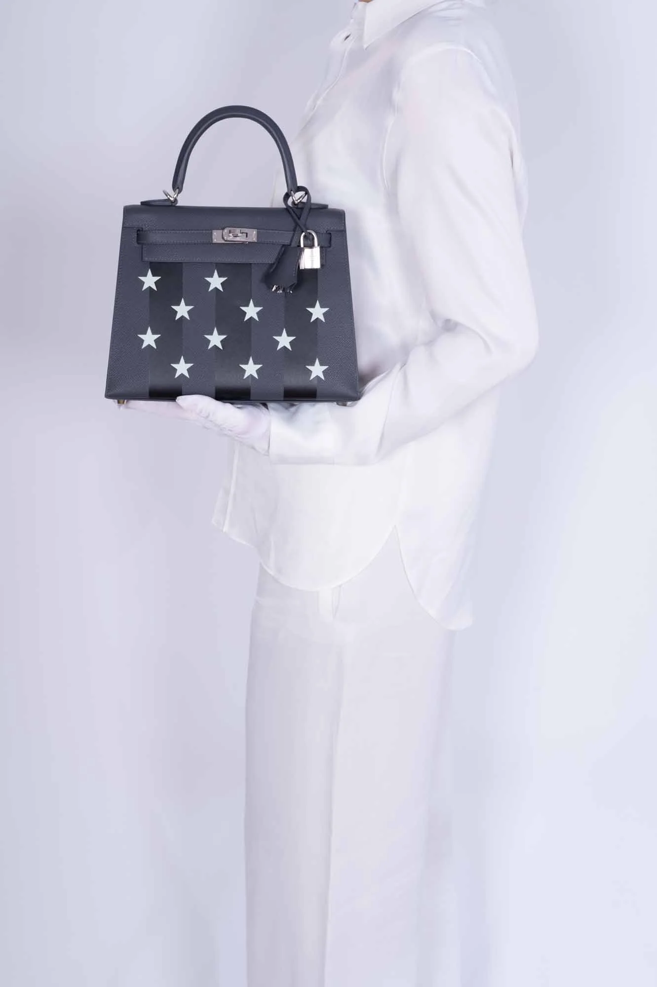 Hermès Kelly 25 Sellier Casaque Étoilée Ardoise Epsom Noir Tadelakt Vert Peppermint Chèvre Palladium Hardware