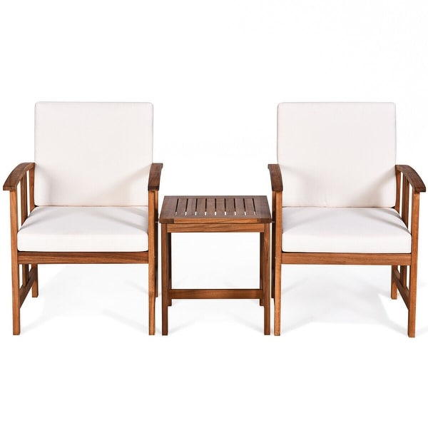 3PC Solid Wood Outdoor Patio Sofa Furniture Set
