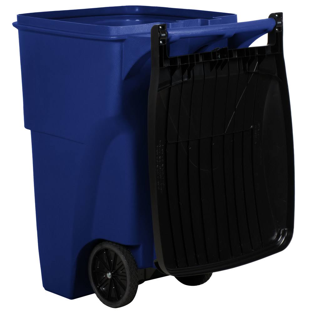 Brute Rollout Container Square Plastic 95 Gal Blue Rubbermaid