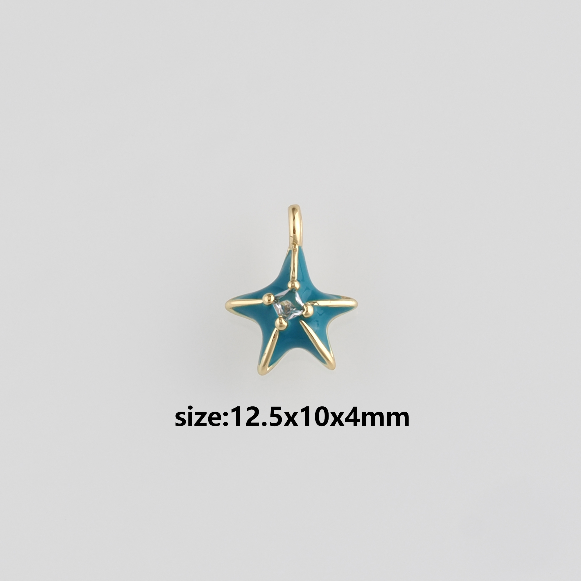 18K Gold Filled Starfish Pendant,Enamel Starfish Charm Earrings Necklace for DIY Jewelry Making Supply