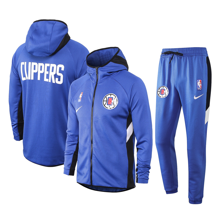Men's LA Clippers Royal 2019/20 Showtime Full-Zip Therma Flex Performance Hoodie