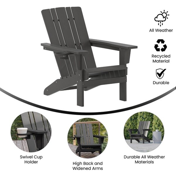Commercial Grade AllWeather Adirondack Chair with Swiveling Cupholder