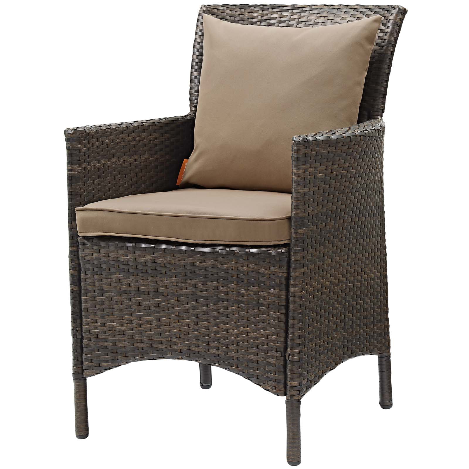 Side Dining Chair Armchair, Set of 2, Rattan, Wicker, Brown Brown, Modern Contemporary Urban Design, Outdoor Patio Balcony Cafe Bistro Garden Furniture Hotel Hospitality