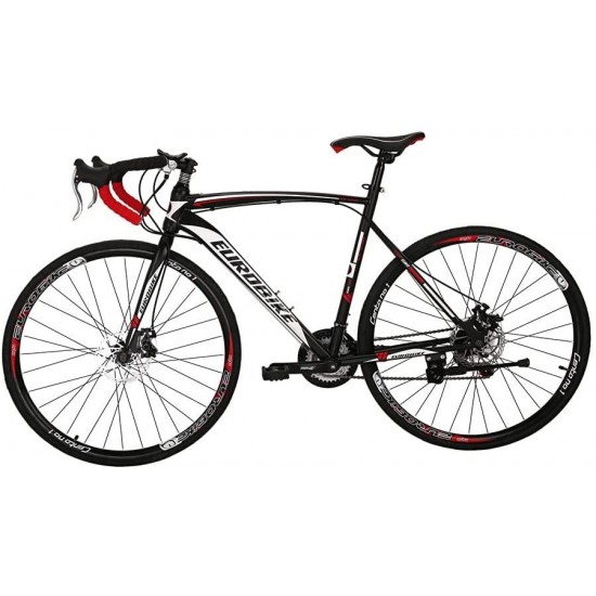 700C Adult Road Bike Steel Frame 54cm Muti Spoke Wheel Dual Disc Brake 21 Speed Gear System Men Road Bicycle