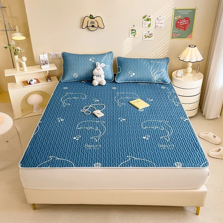 3IN1 Cooling Mat Summer Bedding Set Fitted Bedsheet Set With Pillowcase Latex Cooling Mat