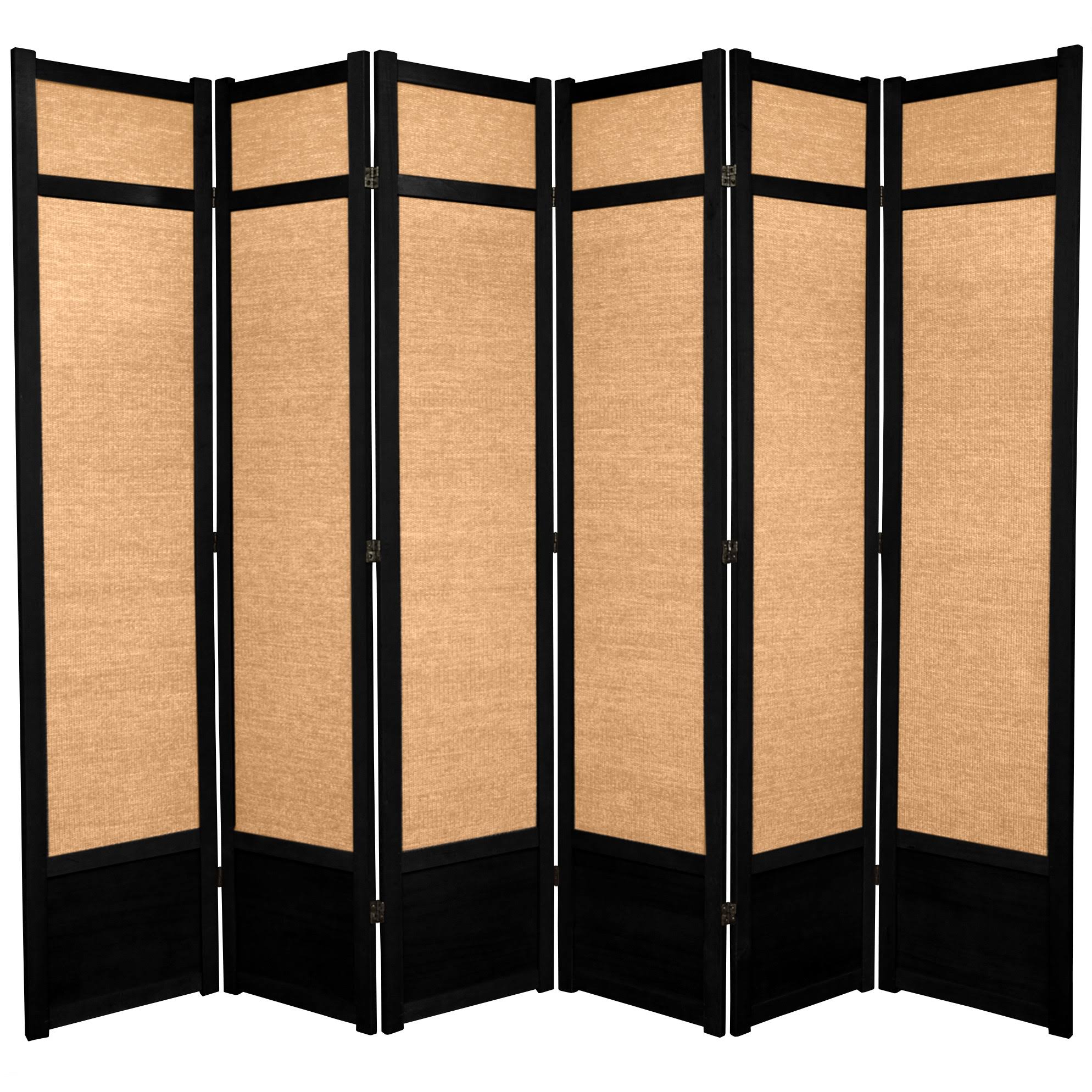 Oriental Furniture 7 ft. Tall Jute Shoji Screen - 6 Panel - Black