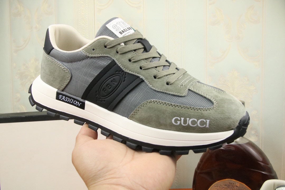 Gucci Men’S Sneaker Low Top Grey And Green