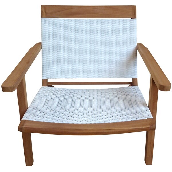 Chic Teak Paris Teak Wood Patio Lounge and Dining Chair,White
