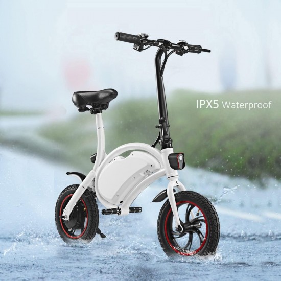 350W Folding Electric Bicycle with 15Mile Range Collapsible Lightweight Aluminum E-Bike Built-in 36V 6AH Lithium-Ion Battery, APP Speed Setting and Handlebar Display (White-6AH)