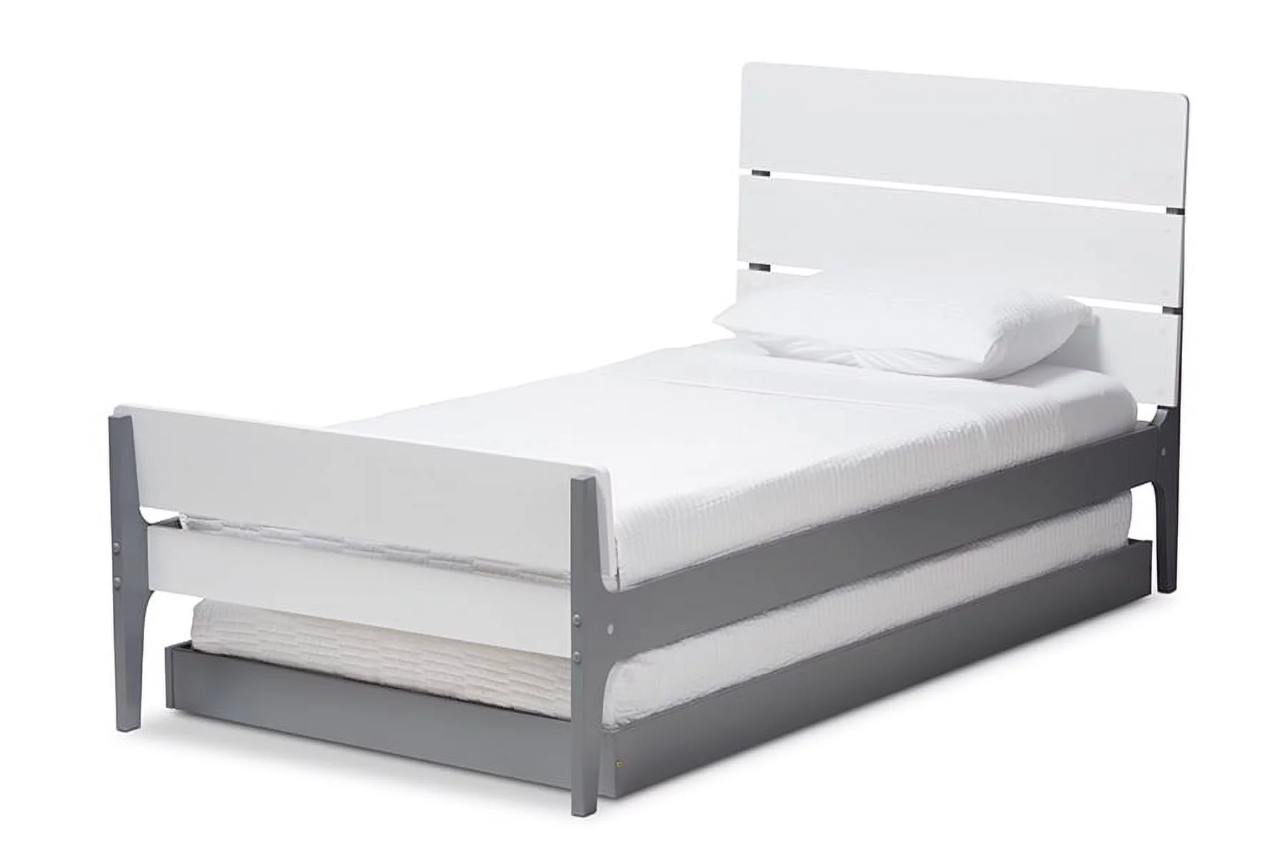 Baxton Studio Nereida Modern Classic Mission Style Grey-Finished Wood Twin Platform Bed