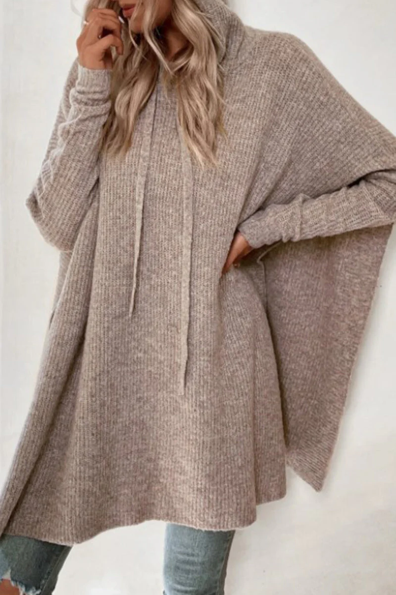Hooded Knit Poncho DressClistos