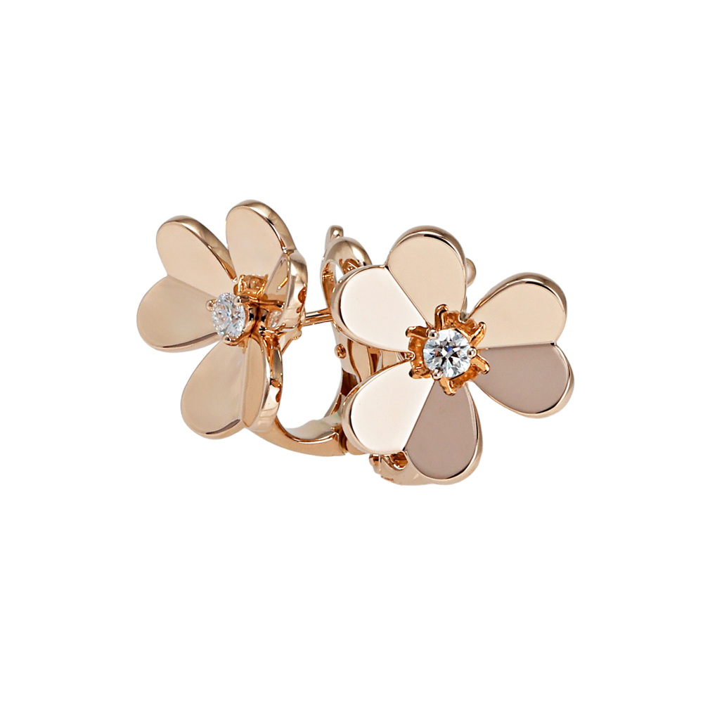 Van Cleef & Arpels Frivole Earrings 18K Rose Gold Diamond VCARPFBK00