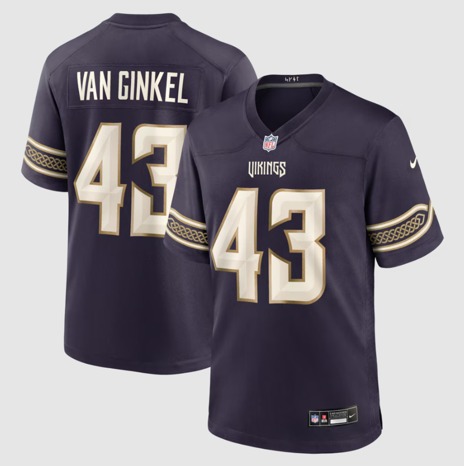 Men's Minnesota Vikings Andrew Van Ginkel #43 Purple 2026 Rivalries Collection Game Jersey