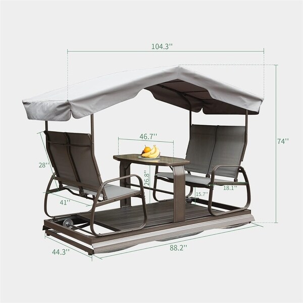 4Seat Outdoor Patio Glider Chair Benches Swing Chair with Canopy