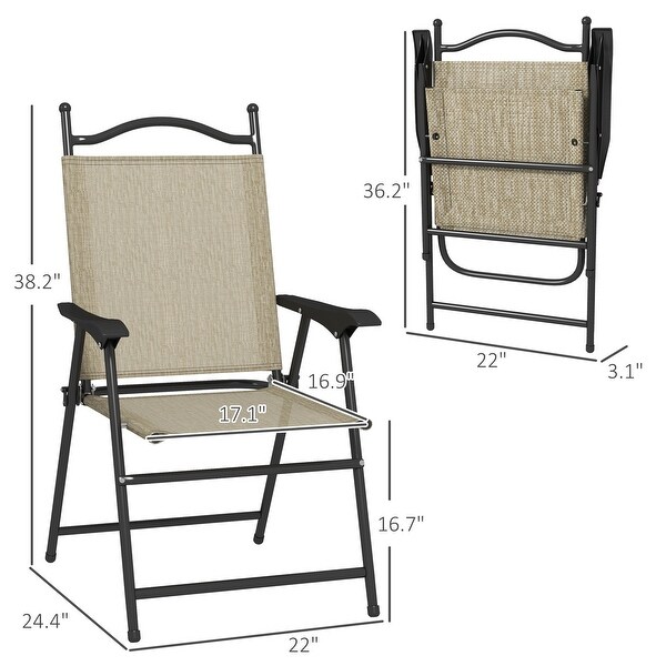 Outsunny Folding Patio Chairs,Set of 4 Camping Chairs with Armrests