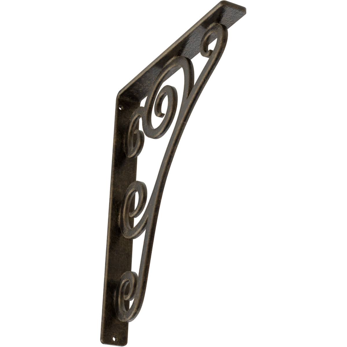 Tristan Wrought Iron Bracket Antiqued Pale Gold 1 1/2x22W x 10x22D x 12x22H - (Single Center Brace)