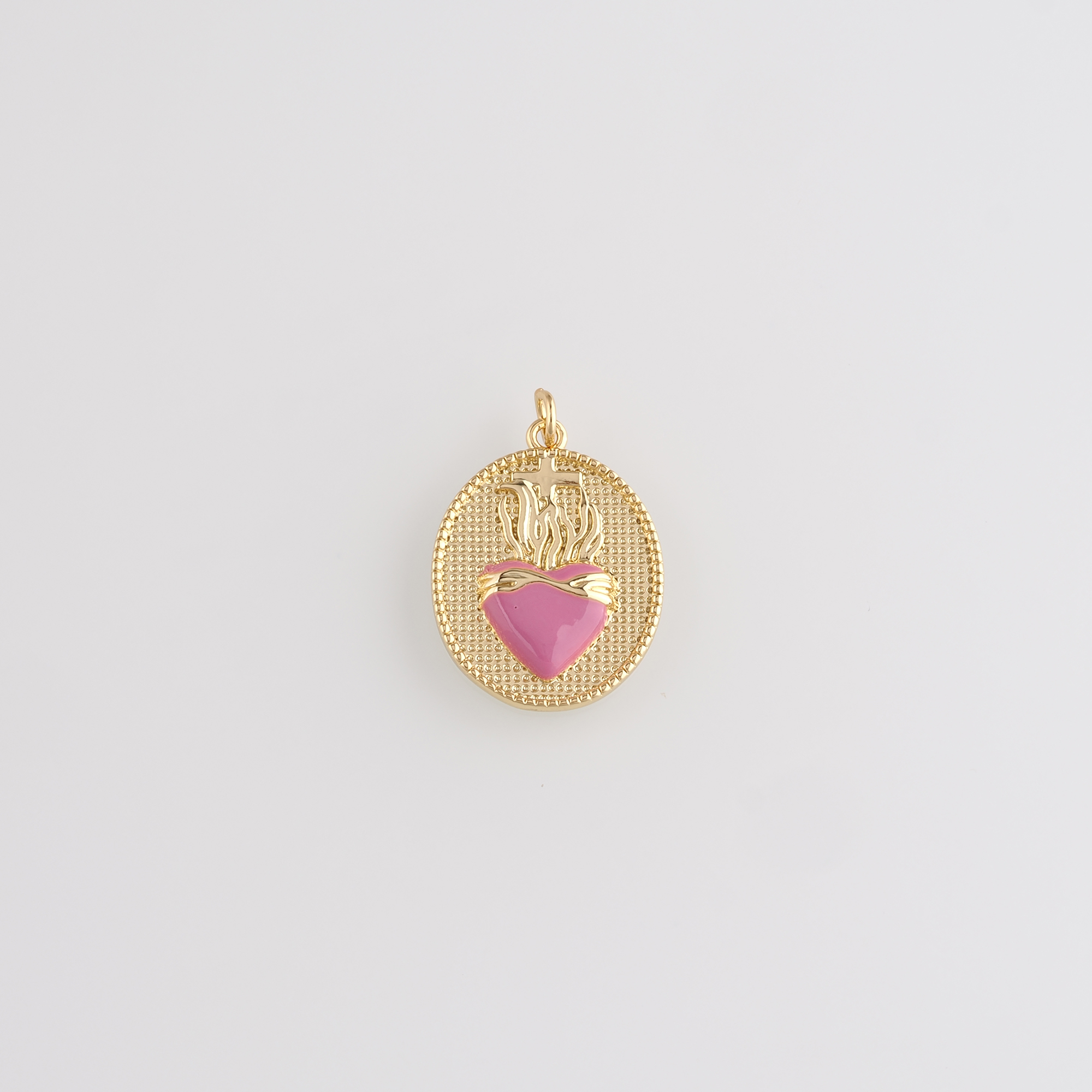 18K Gold Filled Sacred Heart Pendant,Enamel Sacred Heart Earrings Necklace for DIY Jewelry Making Supply