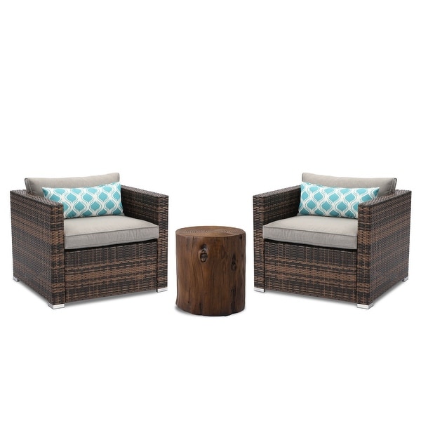 COSIEST 3piece Patio Wicker Club Chairs with Cushions,Chat Set with Accent Side Table