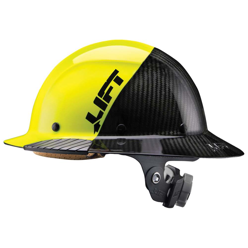 Lift Safety Hard Hat DAX FIFTY50 Yellow/Black Carbon Full Brim