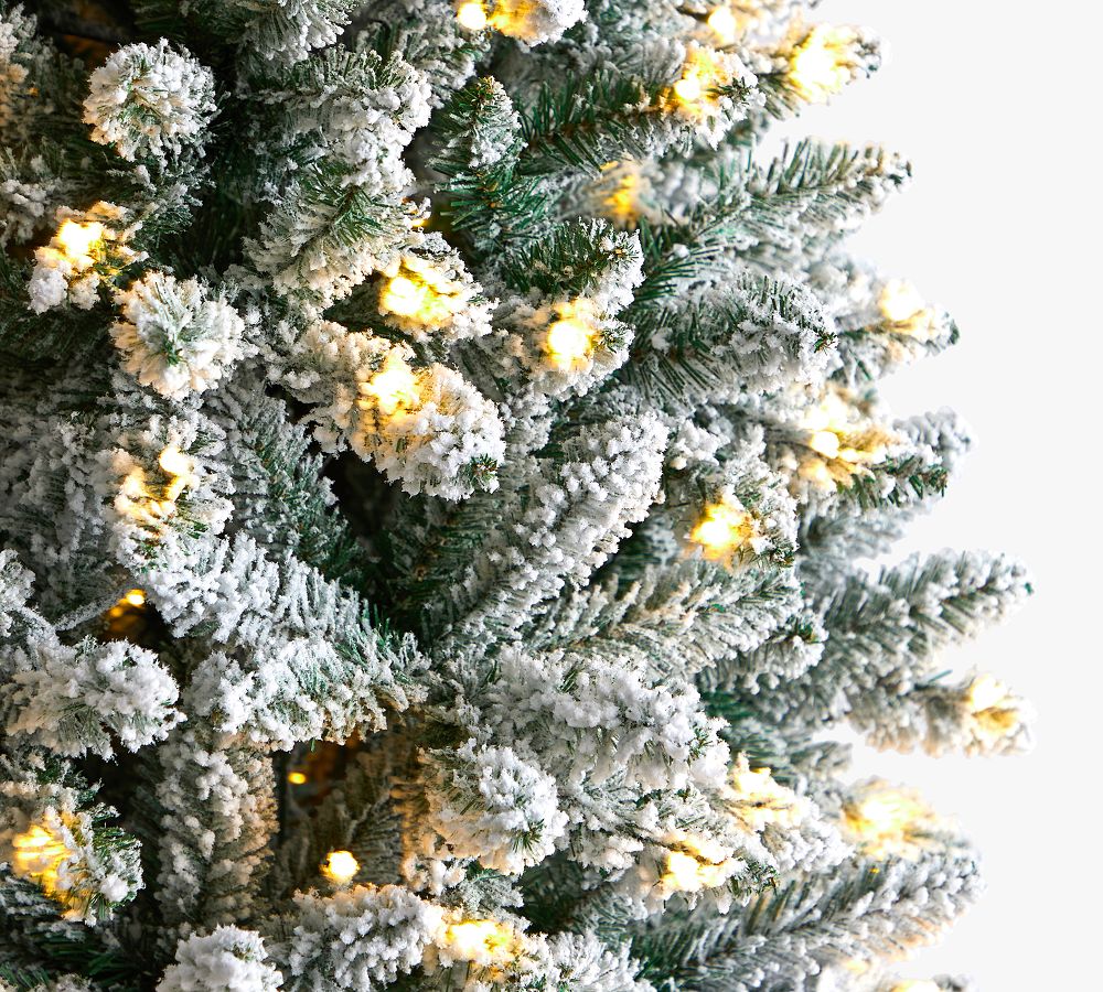 Lit Slim Flocked Montreal Fir Faux Christmas Tree  sgtnighsdesigns