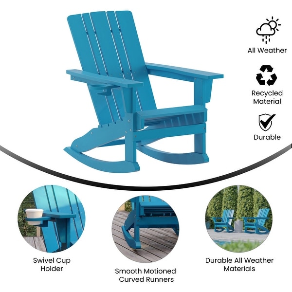 AllWeather Rocking Adirondack Chair with Swiveling Cupholder