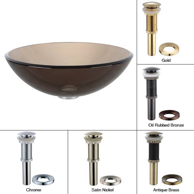 Vessel Sink Kraus GV-103-ORB Clear Brown Glass/Oil Rubbed Bronze