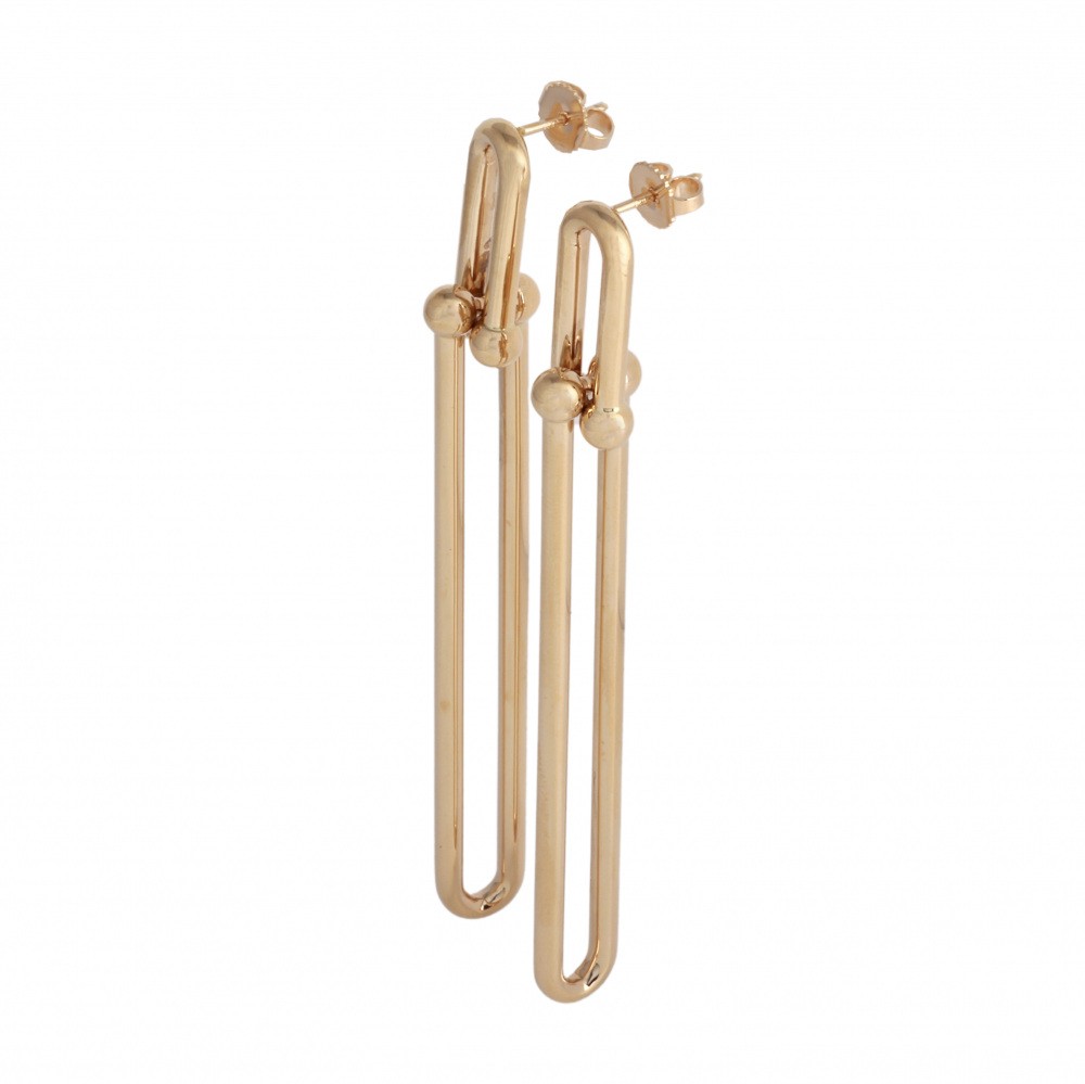 Tiffany & Co. Hardware Double Link Earrings 18K Rose Gold