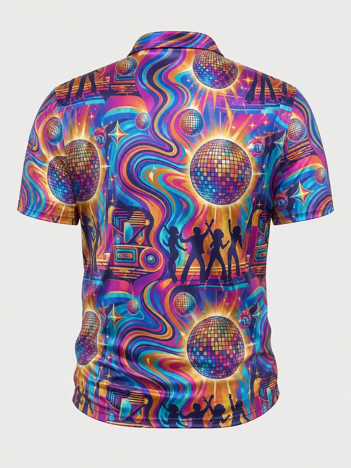 Moisture Wicking Golf Polo 3D Psychedelic Swirl Disco Party Button Short Sleeve Golf Polo Shirt