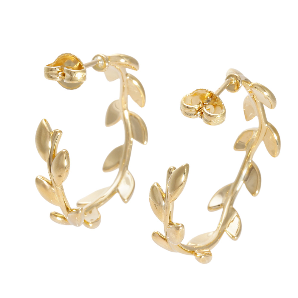 Tiffany & Co. Olive Leaf Hoop Paloma Picasso Earrings 18K Yellow Gold 60571996