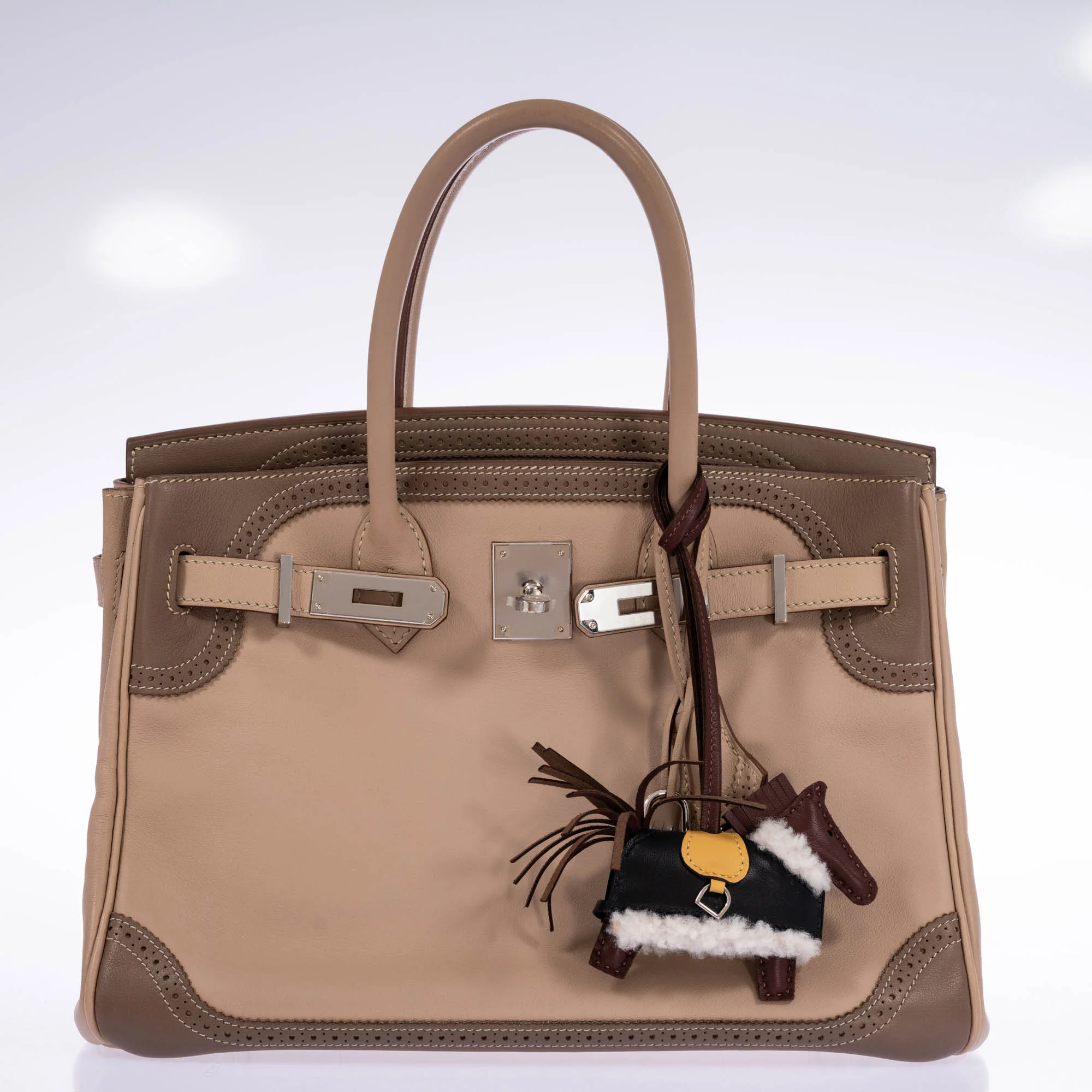 Hermès Birkin 30 Ghillies Argile & Étoupe Swift Palladium Hardware