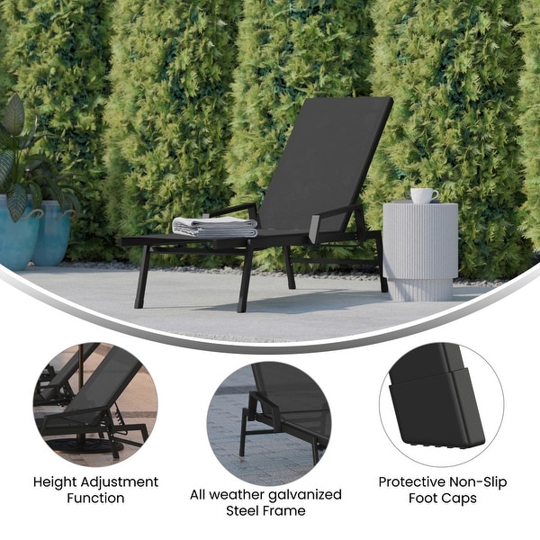 AllWeather Textilene Adjustable Chaise Lounge Chair with Arms