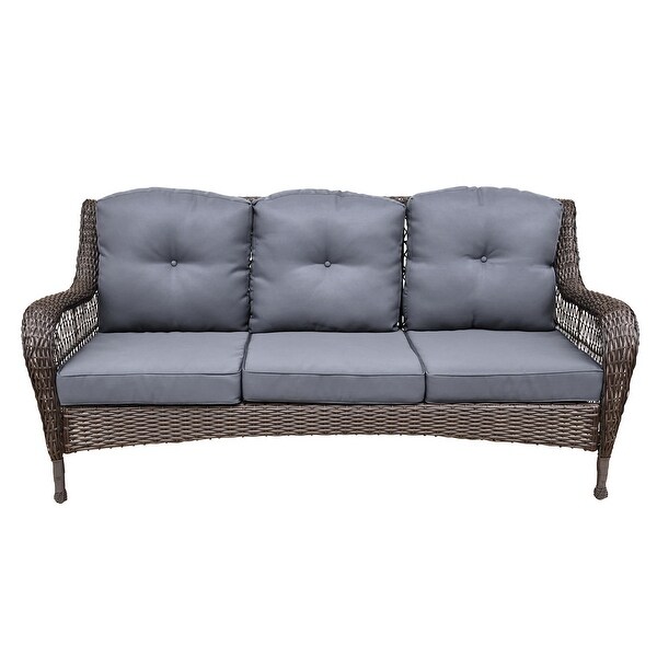 6piece Resin Wicker Patio Furniture Conversation Set with High Back