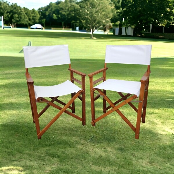 Outdoor Folding Chair Wooden Director Chair (Set of 2)