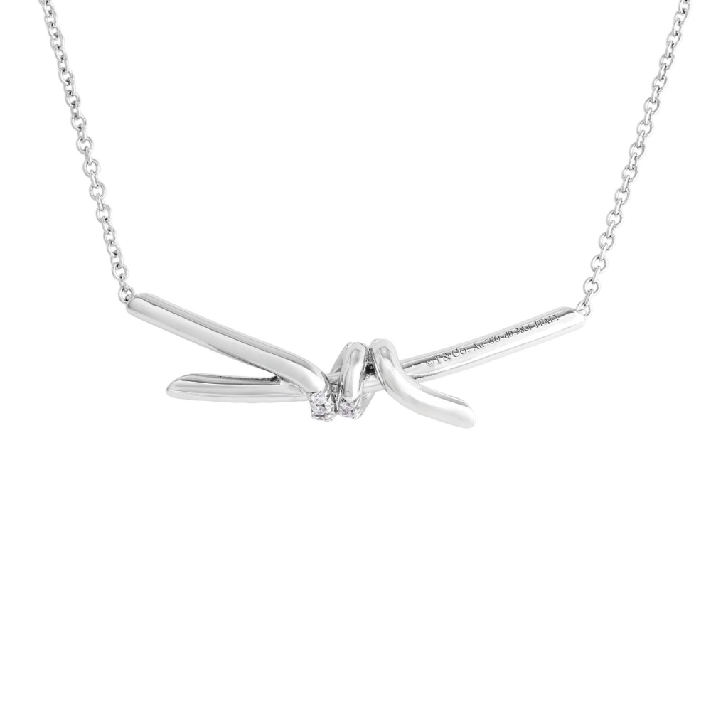 Tiffany & Co. Knot Necklace 18K White Gold Diamond 70300303