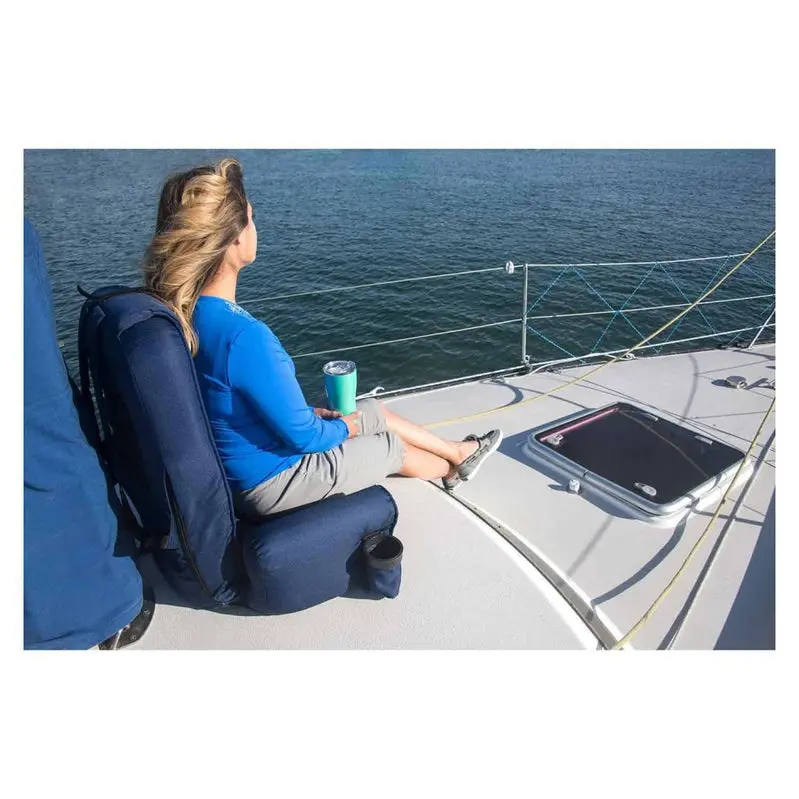 West Marine High-Back Portable Boat Seat – UV-Resistant, Water-Repellent Fabric with Armrests and Storage Pockets